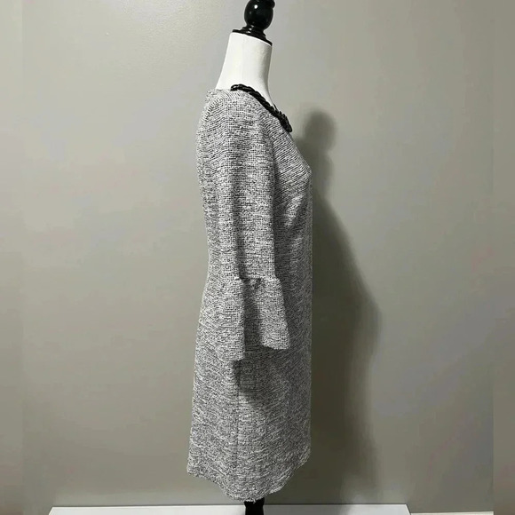 Karl Lagerfeld Paris Tweed Peplum Sleeve Midi Dress - Picture 6 of 10